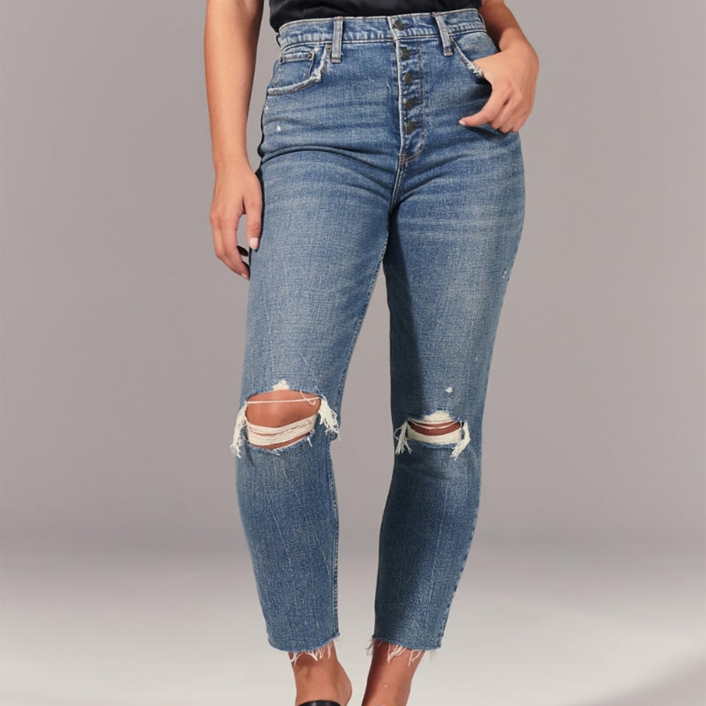 Ultra High Rise Mom Jeans with Button Fly
